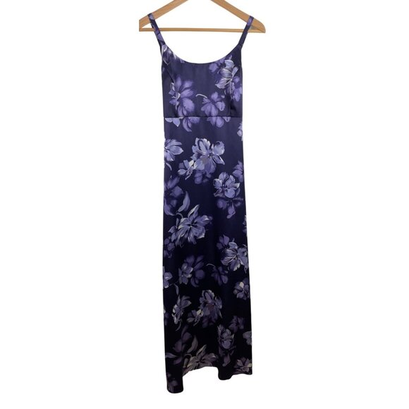 Jodi Michaels Purple Floral Slip Maxi Dress w/Matching Chiffon Jacket Size 9/10 - Picture 9 of 14